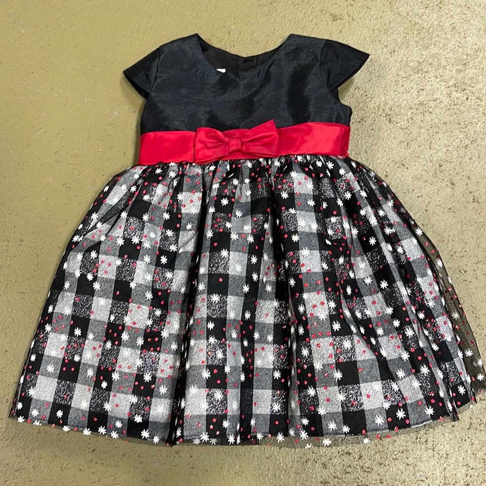 Marmellata Black Red Plaid Snowflake Dress 24M